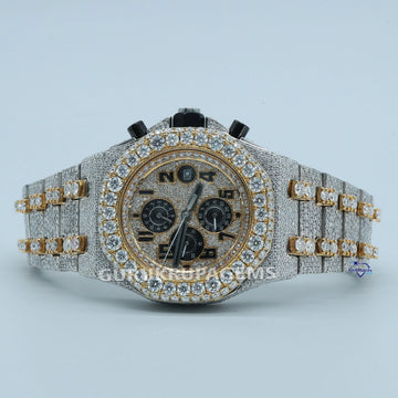 Men's stainless steel chronograph watch, featuring three inner dials and VVS clarity moissanite diamonds Gurukrupa-Gems