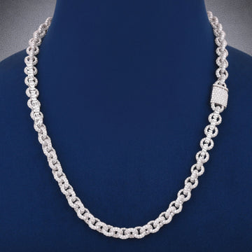 Mens 8mm Fully Rose Gold Ball Link Chain Necklace 18 inch Iced Ball Chain Beaded Gold Chain Necklace Rapper for Unisex Gurukrupa-Gems