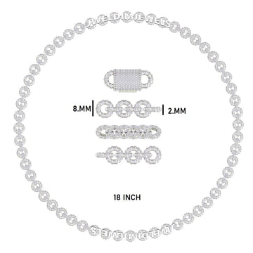 Mens 8mm Fully Rose Gold Ball Link Chain Necklace 18 inch Iced Ball Chain Beaded Gold Chain Necklace Rapper for Unisex Gurukrupa-Gems