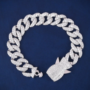 Mens Miami Cuban Link Bracelet Real Icy 925 Silver HEAVY 13mm Iced Out Diamonds HipHop for Mens Gurukrupa-Gems