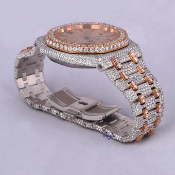 Mens hip hop full iced out moissanite diamond watch crafted in stainless steel with vvs clarity Gurukrupa-Gems