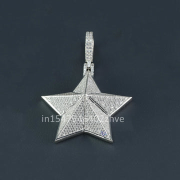 Mesmerizing Beauty Star Shaped Pendant in 14kt White Gold Embellished with Lab-Grown Diamonds-Gurukrupa-Gems