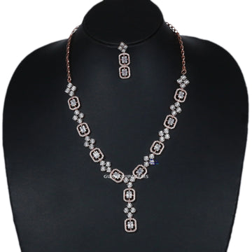 Meticulously crafted 14 kt rose gold lab grown diamond necklace for women in vvs clarity diamonds Gurukrupa-Gems