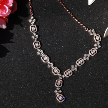 Meticulously crafted 14 kt rose gold lab grown diamond necklace for women in vvs clarity diamonds Gurukrupa-Gems
