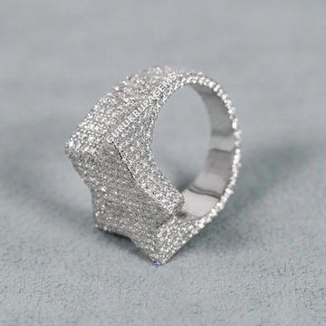 Meticulously crafted this star shaped 14 kt white gold lab grown diamond hip hop ring with VVS clarity diamonds Gurukrupa-Gems