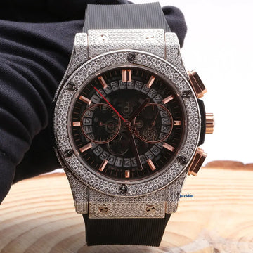 Moissanite Black Dial Round Cut Diamond Watch Unique And Luxury Looking Diamond Watch For Men's