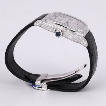 Moissanite diamond leather belt diamond hip hop watch featuring roman numerals and VVS clarity Gurukrupa-Gems