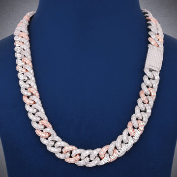 New Arrival 22 inch 15mm Custom Cuban Link Necklace with Lab Grown Diamond VVS Fully Iced Out 18k Mens Rose Gold Cuban Link Chain Necklace (Copy) Gurukrupa-Gems