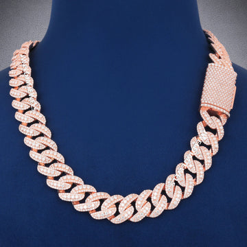 New Arrival 22 inch 20mm Custom Cuban Link Necklace with Lab Grown Diamond VVS Fully Iced Out 18k Mens Rose Gold Cuban Link Chain Necklace (Copy) Gurukrupa-Gems