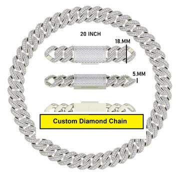 New Arrival 22 inch 20mm Custom Cuban Link Necklace with Lab Grown Diamond VVS Fully Iced Out 18k Mens Rose Gold Cuban Link Chain Necklace (Copy) Gurukrupa-Gems