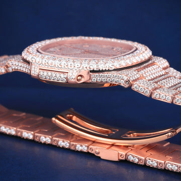 New Custom Watches for Men with Baguette Diamond Numerals Dial Fully Silver Iced Out Watch Gurukrupa-Gems