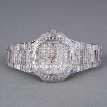 New launched fully baguette cut diamonds hip hop branded watch for unisex Gurukrupa-Gems