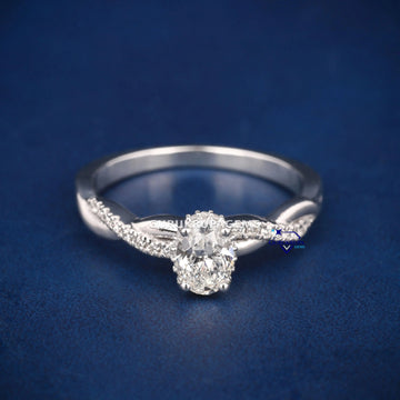 Oval shape diamond engagement passed diamond tester ring Gurukrupa-Gems