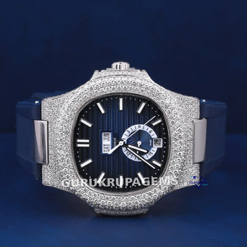 Pass diamond tester custom half iced out diamond watch with custom dials Gurukrupa-Gems