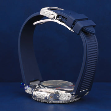 Pass diamond tester custom half iced out diamond watch with custom dials Gurukrupa-Gems