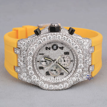 Pass diamond tester hip hop yellow strap half iced out watch Gurukrupa-Gems