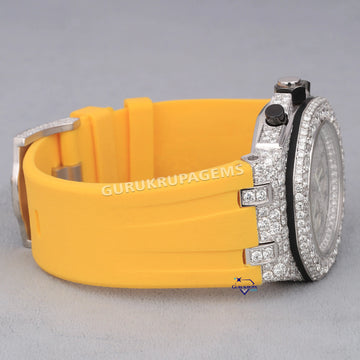 Pass diamond tester hip hop yellow strap half iced out watch Gurukrupa-Gems
