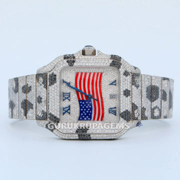 Patriot's Pride Watch with moissanite diamonds and crafted finely for unisex in stainless steel wore at any occasion Gurukrupa-Gems