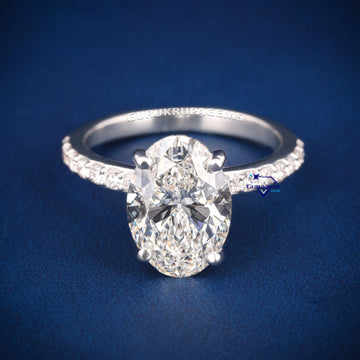 Pave set womens engagement wedding oval diamond ring Gurukrupa-Gems