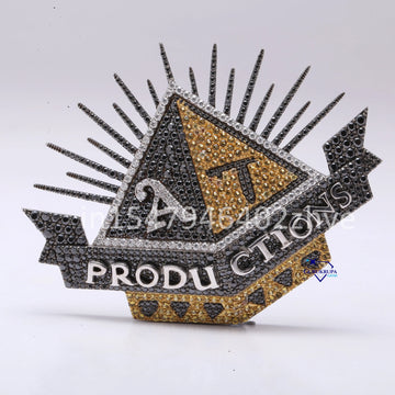 Personalized Diamond Pendant in 14 kt gold lab grown with yellow and black diamonds with vvs clarity