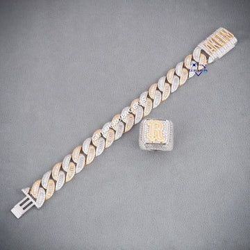 Personalized Hip hop Cuban baguette bracelet and statement ring Gurukrupa-Gems