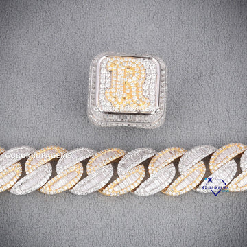 Personalized Hip hop Cuban baguette bracelet and statement ring Gurukrupa-Gems