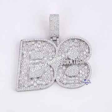 Personalized hip hop round and baguette cut lab grown diamond pendant for men Gurukrupa-Gems