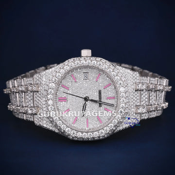 Pink dial 36 mm womens diamond watch collection Gurukrupa-Gems