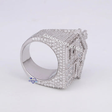 Popular mens hip hop diamond ring crafted in 14 kt white gold lab grown diamonds Gurukrupa-Gems