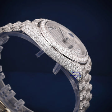 President Belt 41 mm Customized Pass Diamond Tester Full Diamond Watch Gurukrupa-Gems