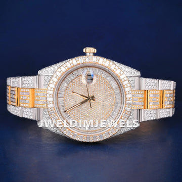 President Belt 41 mm Customized Pass Diamond Tester Full Diamond Watch Gurukrupa-Gems
