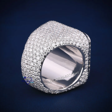R initial letter diamond hip hop buss down ring - Gurukrupa-Gems