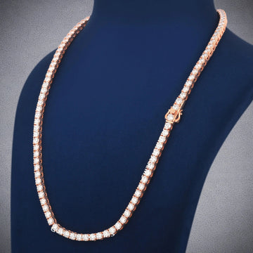 Luxury Custom 24 inch 4.5 mm Tennis Necklace Iced Out with Gold Plating Gurukrupa-Gems