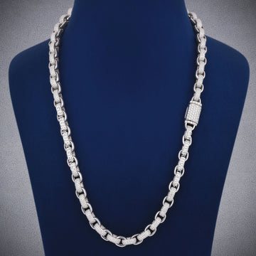 Rose Gold Iced Out Ball Link Chain 20 inch 10mm Full Icy Diamond Beaded Luxury Necklace for Men Gurukrupa-Gems