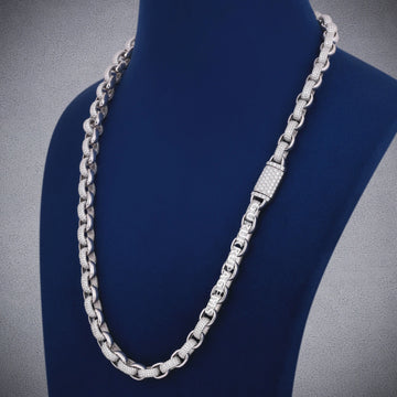 Rose Gold Iced Out Ball Link Chain 20 inch 10mm Full Icy Diamond Beaded Luxury Necklace for Men Gurukrupa-Gems