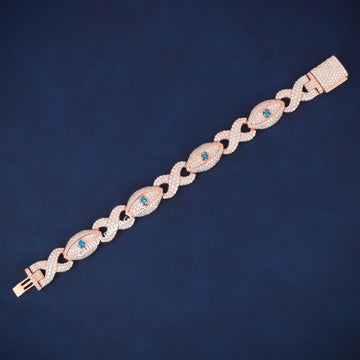 Rose Gold Infinity Bracelet Fully Iced Out with Baguette and Round Cut Diamonds for Hip Hop Gurukrupa-Gems
