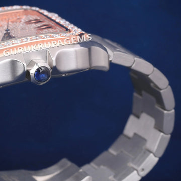 Two Tone Iced Out Diamond Watch with Multicolor Roman Numerical Dial and Custom Silver Rose Gold Color Bezel Watches (Copy) Gurukrupa-Gems