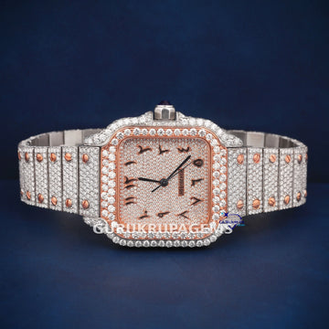 Rose and white gold stainless steel diamond watch Gurukrupa-Gems
