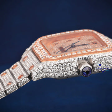 Rose and white gold stainless steel diamond watch Gurukrupa-Gems