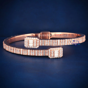 Rose gold baguette diamond bracelet for women with sleek design and luxurious sparkle Gurukrupa-Gems