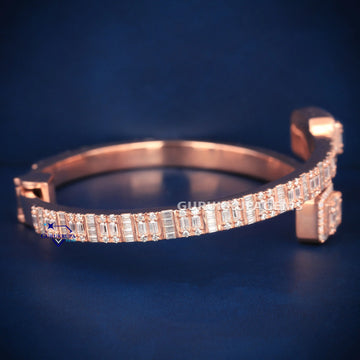 Rose gold baguette diamond bracelet for women with sleek design and luxurious sparkle Gurukrupa-Gems