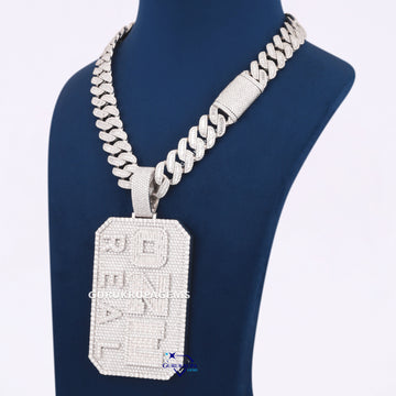 Round And Baguette Cut Lab Diamond Chain With Pendant In 14KT White Gold Gurukrupa-Gems