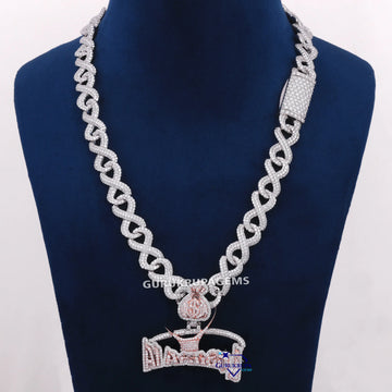 Round Cut Lab Diamond Chain With Pendant In 14KT White Gold Gurukrupa-Gems
