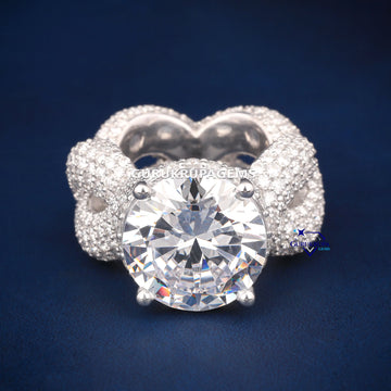 Round cut hip hop solitaire inspired diamond ring Gurukrupa-Gems
