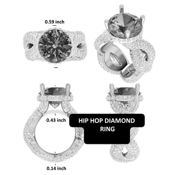 Round cut hip hop solitaire inspired diamond ring - Gurukrupa-Gems