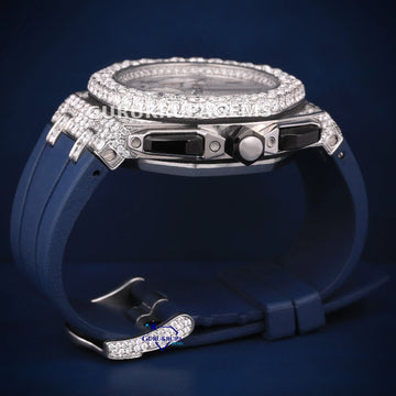 Rubber belt chronograph dial VVS pass tester diamond watch Gurukrupa-Gems