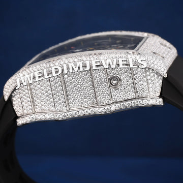 Silver Yellow Two Tone Full Iced Out VVS Diamond Custom Arabic Dial 41mm Luxury watches for Mens Gurukrupa-Gems