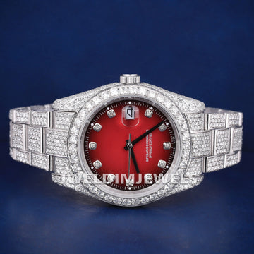 Silver Yellow Two Tone Full Iced Out VVS Diamond Custom Arabic Dial 41mm Luxury watches for Mens Gurukrupa-Gems