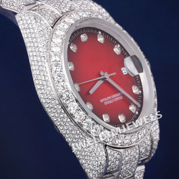 Silver Yellow Two Tone Full Iced Out VVS Diamond Custom Arabic Dial 41mm Luxury watches for Mens Gurukrupa-Gems