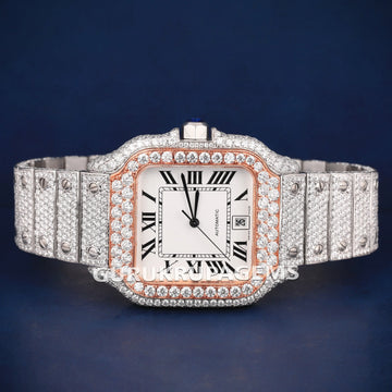 Silver Yellow Two Tone Full Iced Out VVS Diamond Custom Arabic Dial 41mm Luxury watches for Mens (Copy) Gurukrupa-Gems